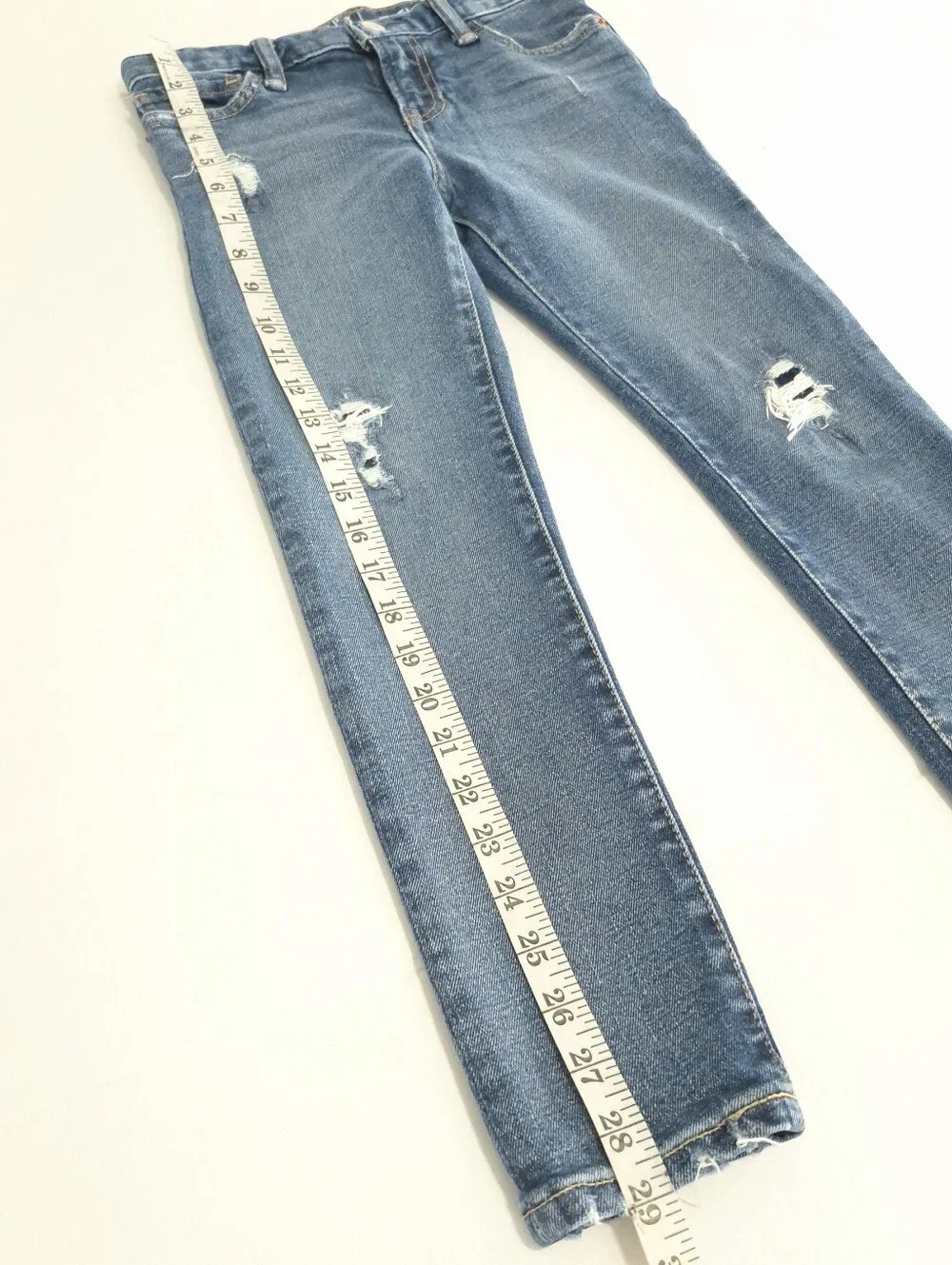 GAP Kids Boys 7 Slim Jeans Distressed Rip Repair Blue Wash Adjustable Waist